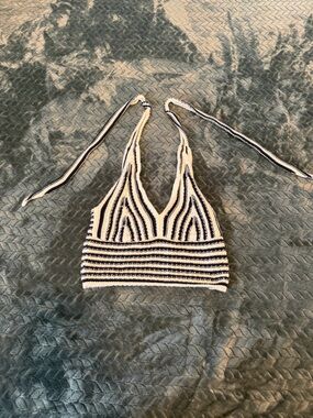 Striped knit halter top